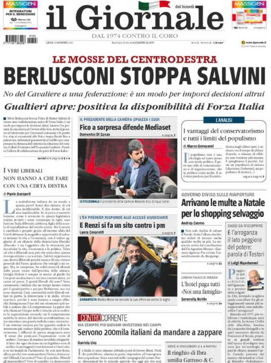Rassegna stampa 23 novembre. I principali quotidiani italiani