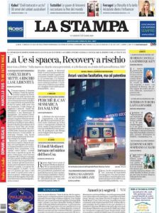 La prima pagina de La Stampa