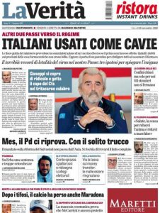 La prima pagina de La Verità