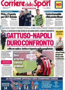 La prima pagina del Corriere dello Sport