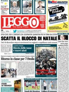 La prima pagina di Leggo