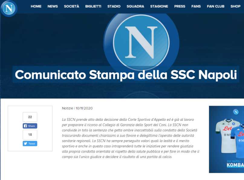Il Napoli perde il ricorso. I tifosi (e non solo) si scatenano sul web