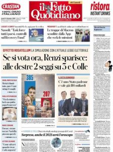 La prima pagina de Il Fatto Quotidiano