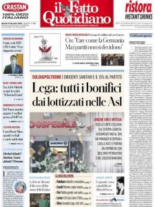 La prima pagina de Il Fatto Quotidiano