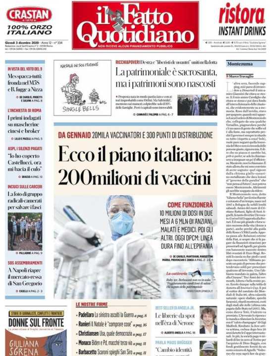 Rassegna stampa 3 dicembre. I principali quotidiani italiani