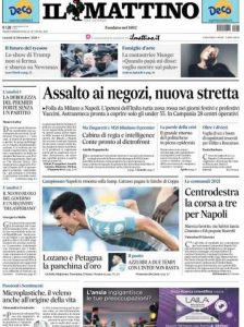 La prima pagina de Il Mattino