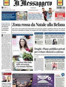 La prima pagina de Il Messaggero