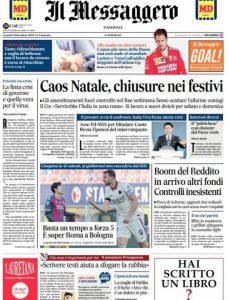La prima pagina de Il Messaggero