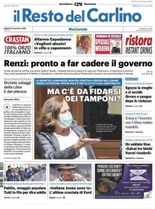 La prima pagina de Il Resto del Carlino