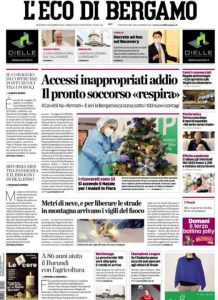 La prima pagina de L'Eco di Bergamo