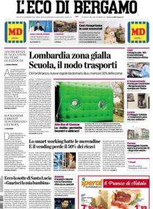 La prima pagina de L'Eco di Bergamo