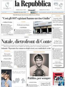 La prima pagina de La Repubblica