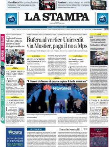 La prima pagina de La Stampa