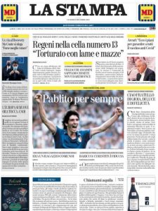 La prima pagina de La Stampa