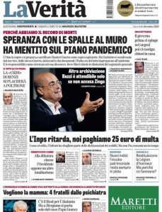 La prima pagina de La Verità