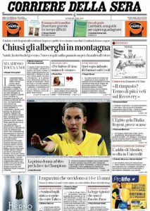 La prima pagina del Corriere della Sera