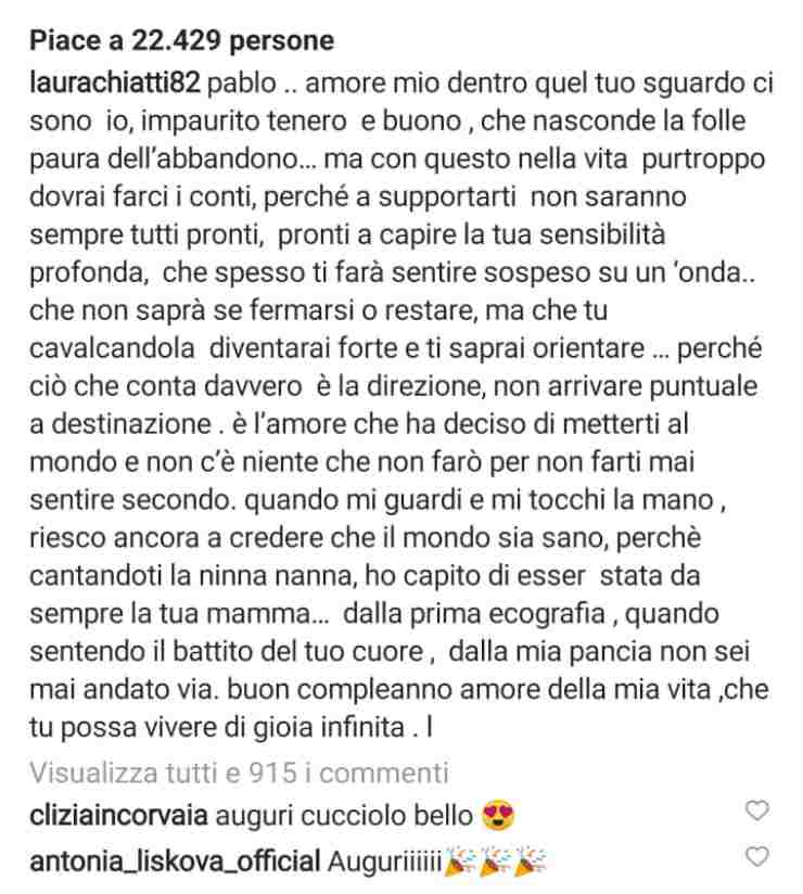 Laura Chiatti e il post su Instagram