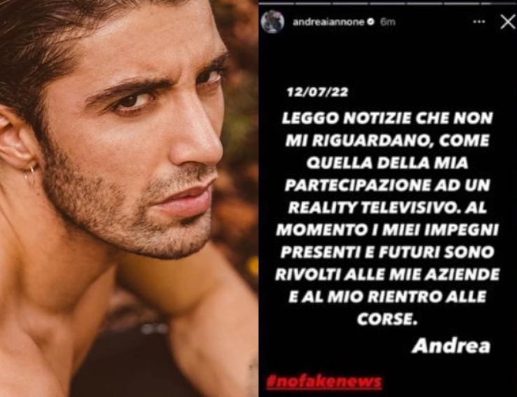 Signorini perde Andrea Iannone come concorrente